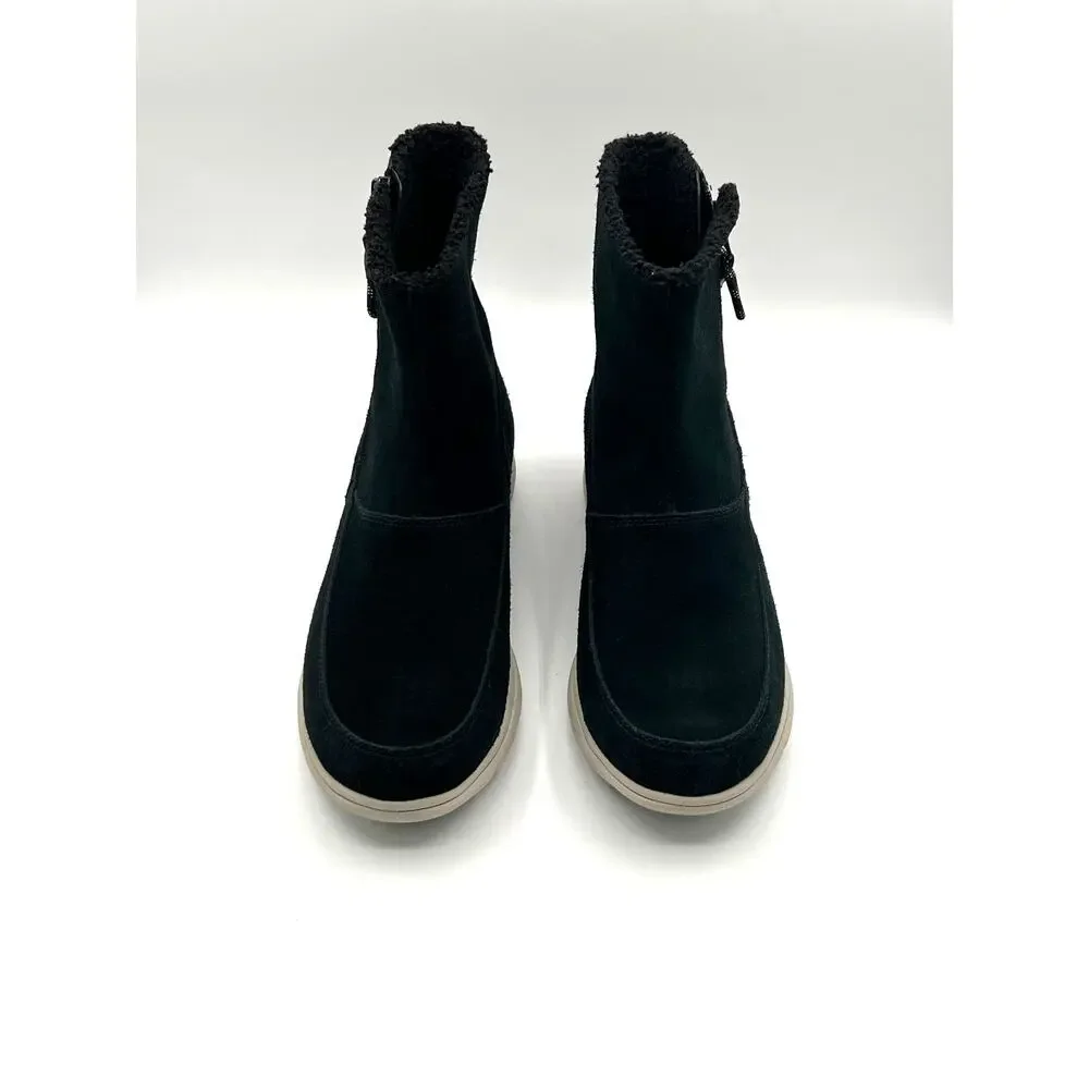 Sorel Explorer Zip Waterproof Suede Fleece Lined Boots Womens size 9 Black